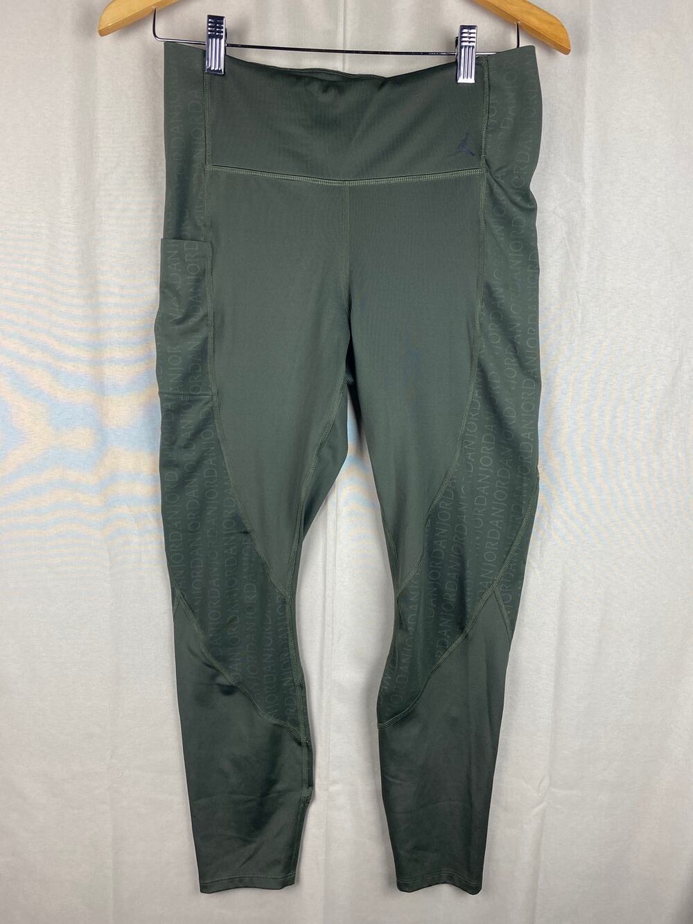 Nike Air Jordan Womens Leggings sz Large Tight Fit Exercise Workout Run Green